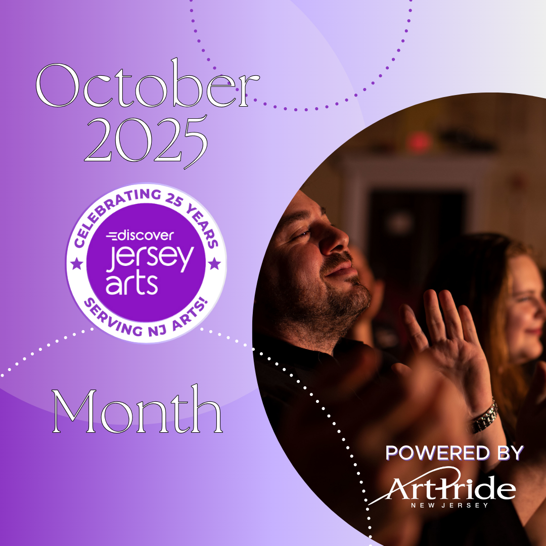 October 2025 Discover jersey Arts Month logo