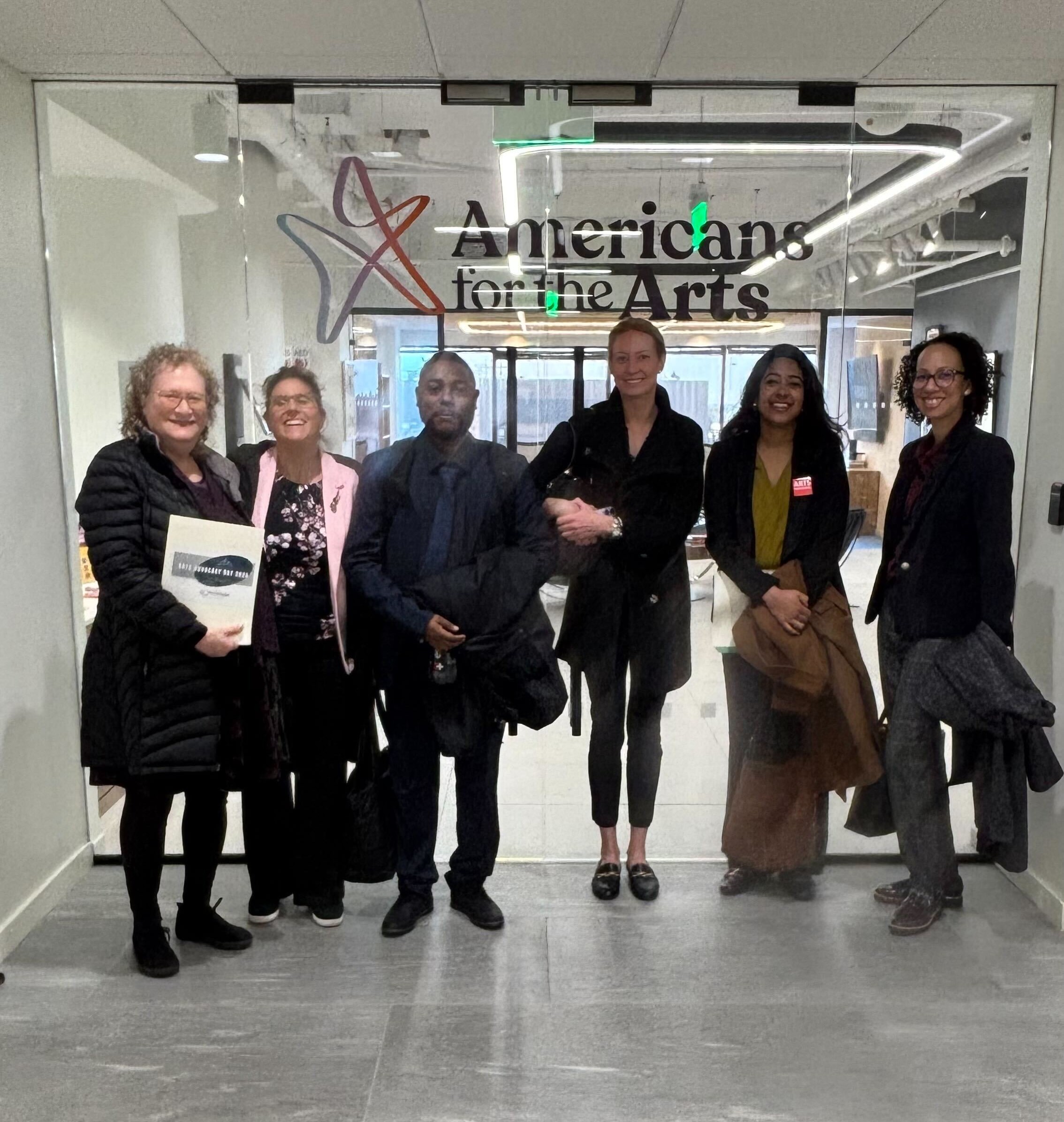 Arts Advocacy Day group in front of AFTA doors